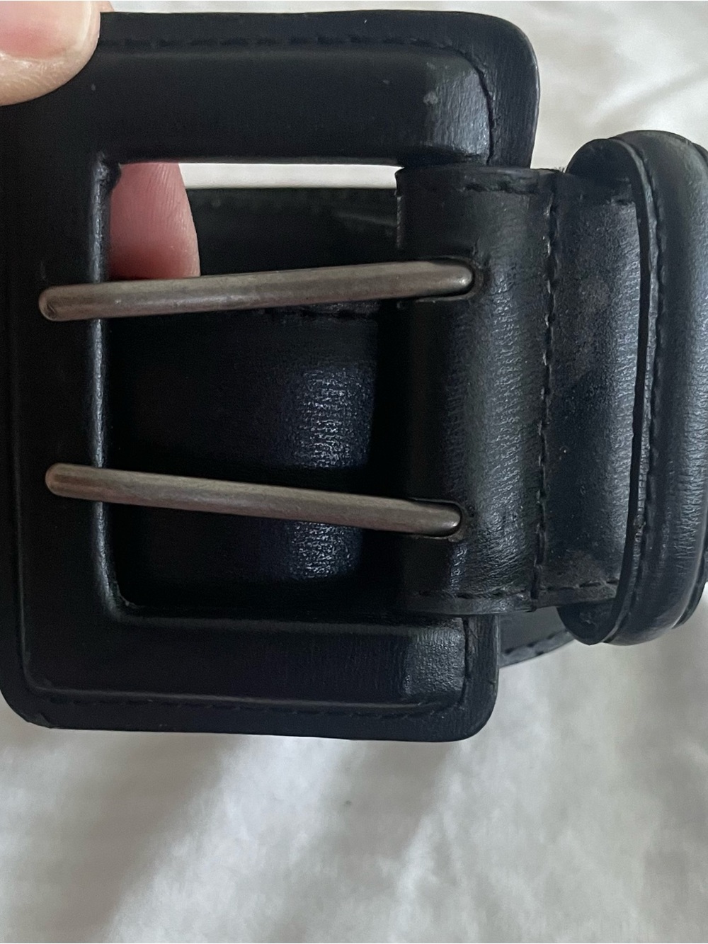 Women’s Black Leather Belt with Square Buckle
